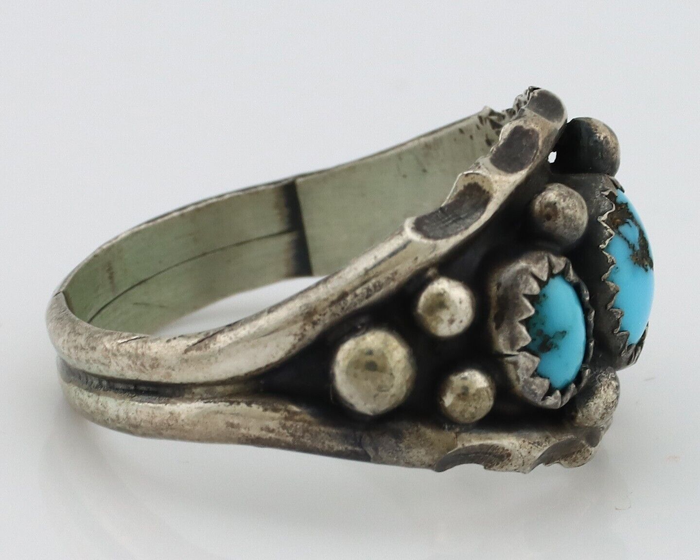 Navajo Ring 925 Silver Turquoise Artist Signed E SkyStone Creations C.80's