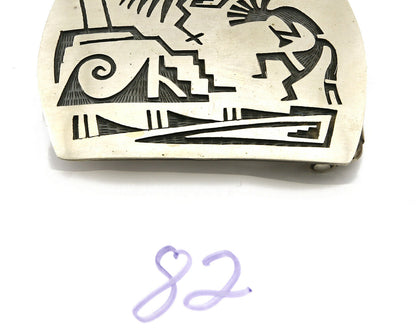 Navajo Belt Buckle .925 SOLID Sterling Silver Handmade Overlay Circa 1980's