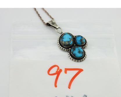 Navajo Necklace 925 Silver Morenci Turquoise Artist Signed Tony Guerro C.80's