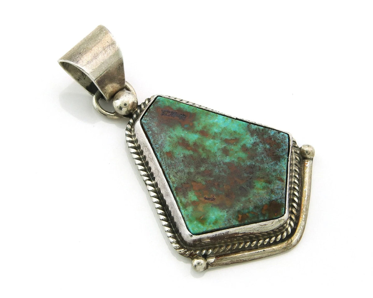 Navajo Pendant 925 Sterling Silver Natural Turquoise Vintage Artist Signed BKF