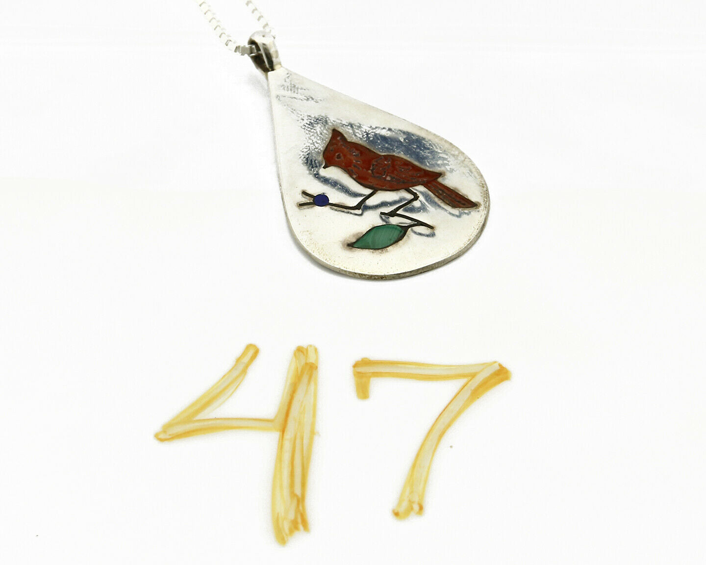 Navajo Inlaid Bird Pendant .925 Silver Handmade Signed LW C.80's
