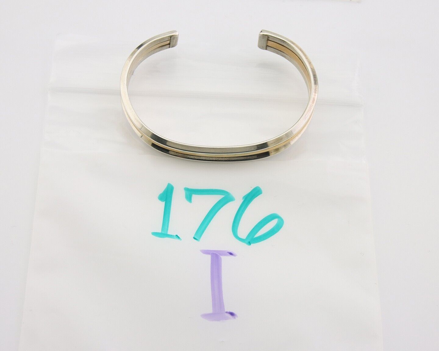 Navajo Bracelet 925 Silver & 12K Gold Cuff Artist Signed TAHE C.80's