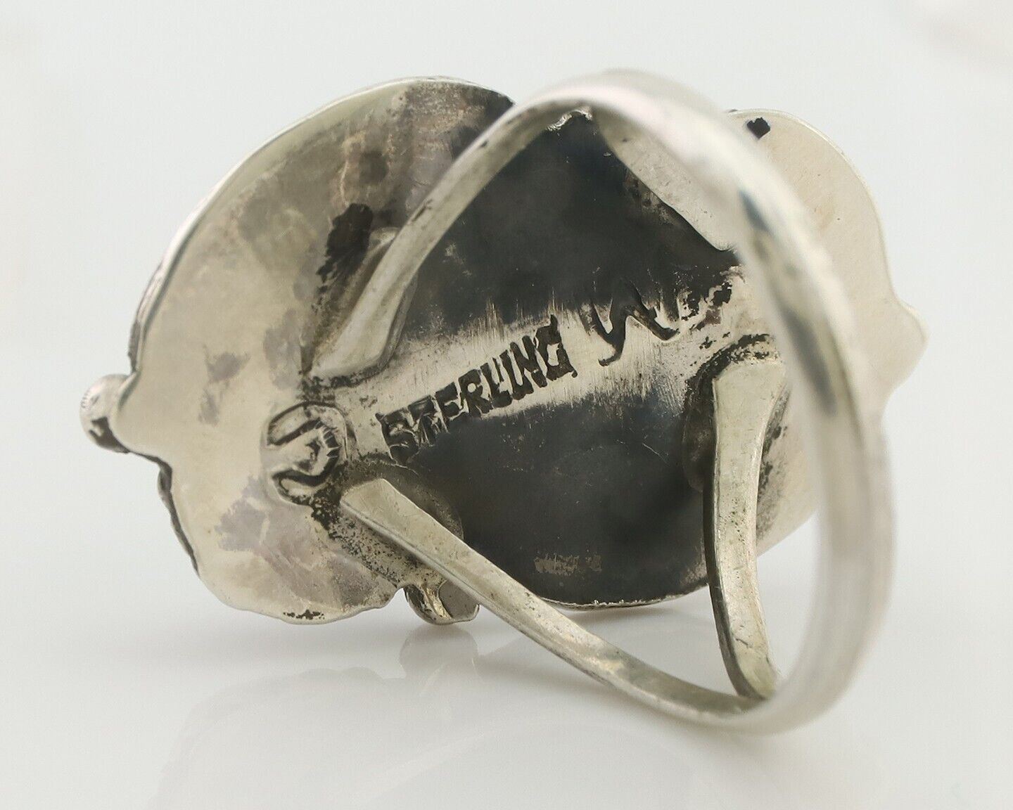 Navajo Ring 925 Silver Signed MC Natural Mined Turquoise C.80's