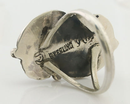 Navajo Ring 925 Silver Signed MC Natural Mined Turquoise C.80's
