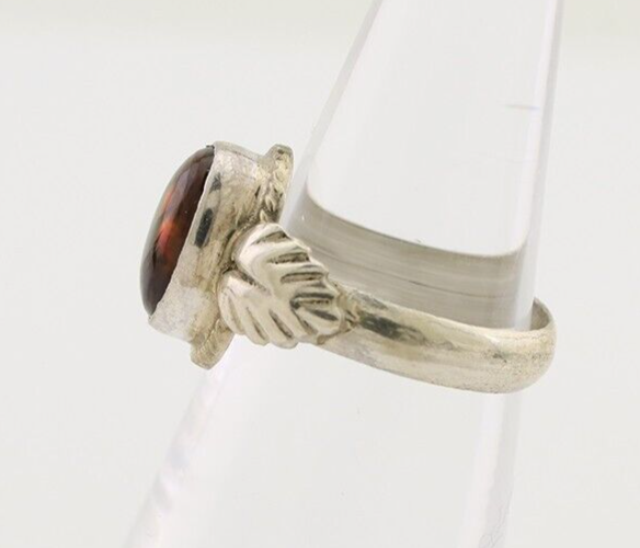 Navajo Handmade Ring 925 Silver Natural Fire Opal Native Artist Size 5.0 C.80's