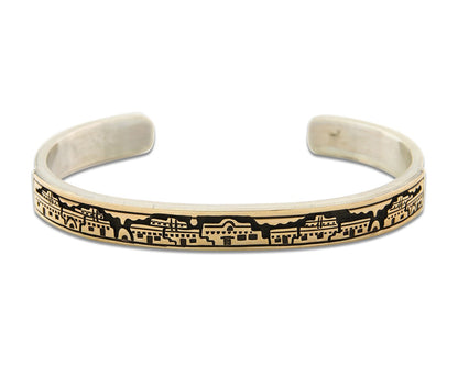 Navajo Bracelet 925 Silver & 14k Gold Signed MM Rogers C.80's