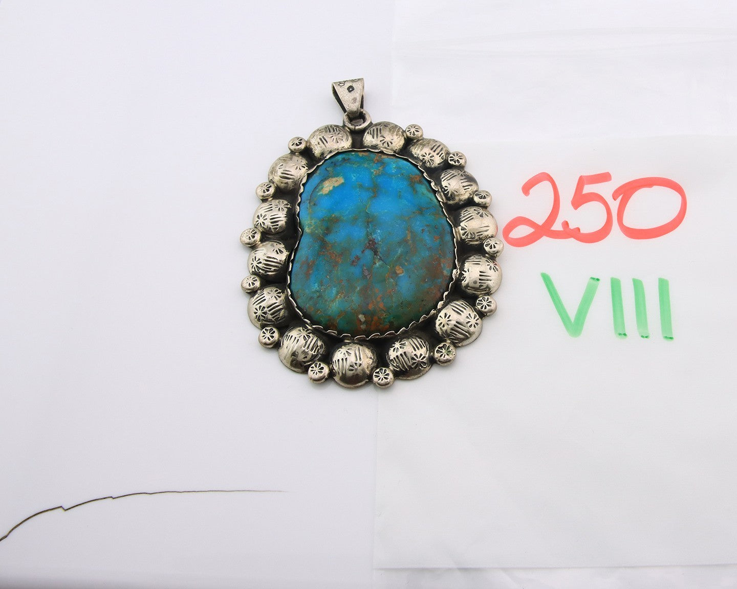 Large Navajo Pendant Sterling Silver Authentic Turquoise Vintage Artist Signed