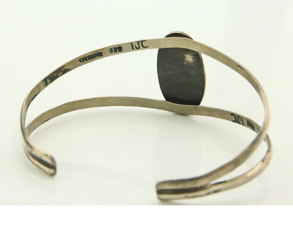 Navajo Cuff Bracelet Sterling Silver Authentic Natural Blue Turquoise Signed IJC