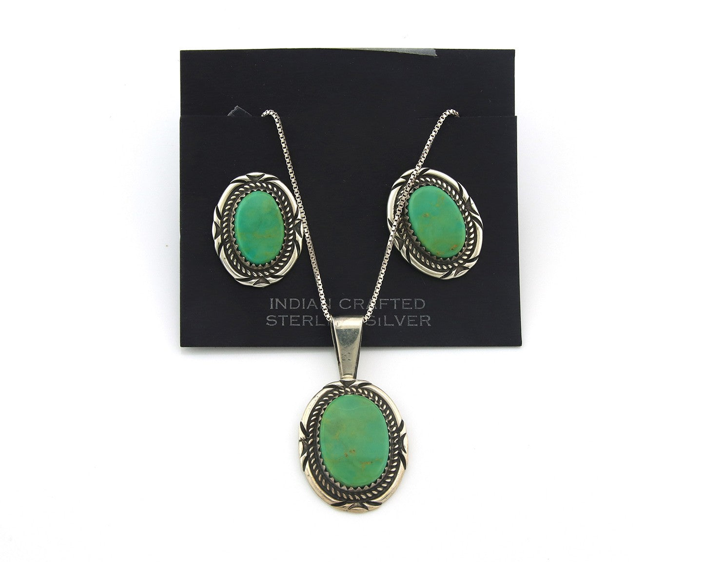 Navajo Necklace Earrings Set Sterling Silver Turquoise Vintage Signed M Begay
