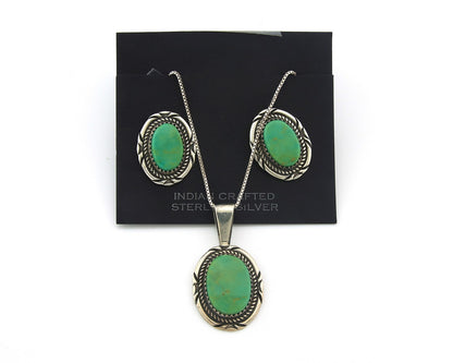 Navajo Necklace Earrings Set Sterling Silver Turquoise Vintage Signed M Begay