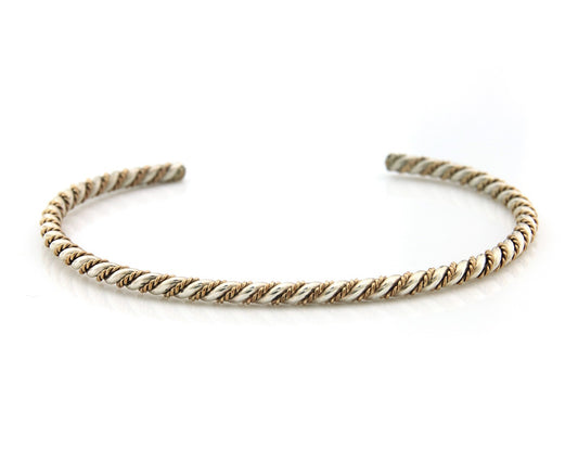 Navajo Twist Cuff Bracelet Sterling Silver Gold Authentic Vintage Native Artist