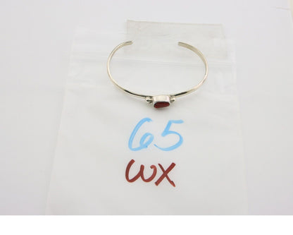 Navajo Bracelet .925 Silver Natural Red Coral Cuff Native American Artist C.80's