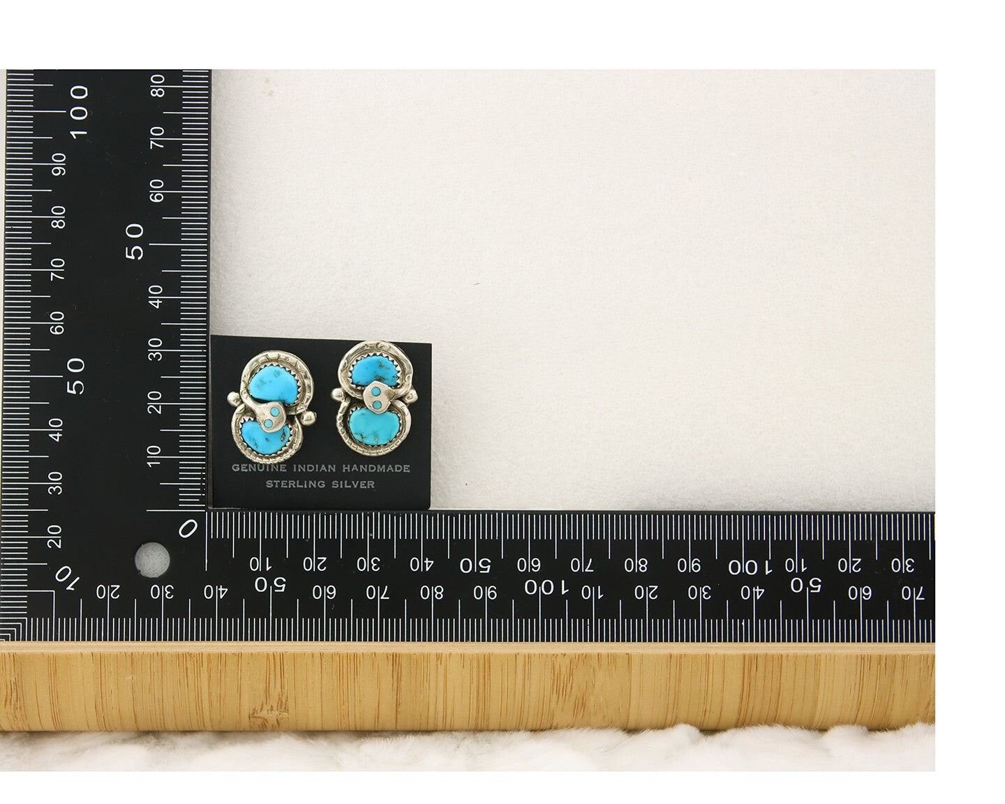 Vintage Zuni Earrings 925 Silver Turquoise Artist Signed Effie Calavasa C.80's