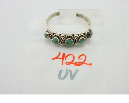 Navajo Bracelet 925 Silver Turquoise Cuff Artist Signed Gecko C.80's