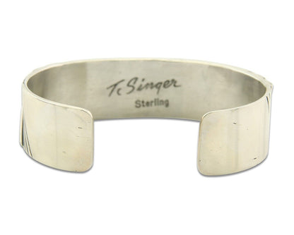 Navajo Bracelet Gold & 925 Silver Handmade 16 mm Wide Signed Thomas Singer C80s