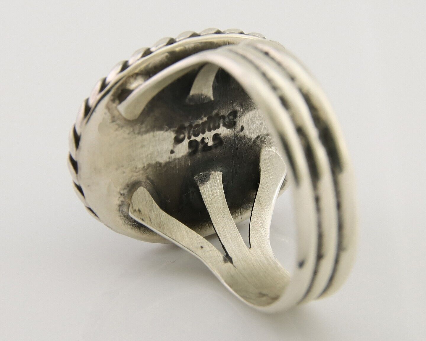 Navajo Ring 925 Silver Natural Malachite Native American Artist C.80's