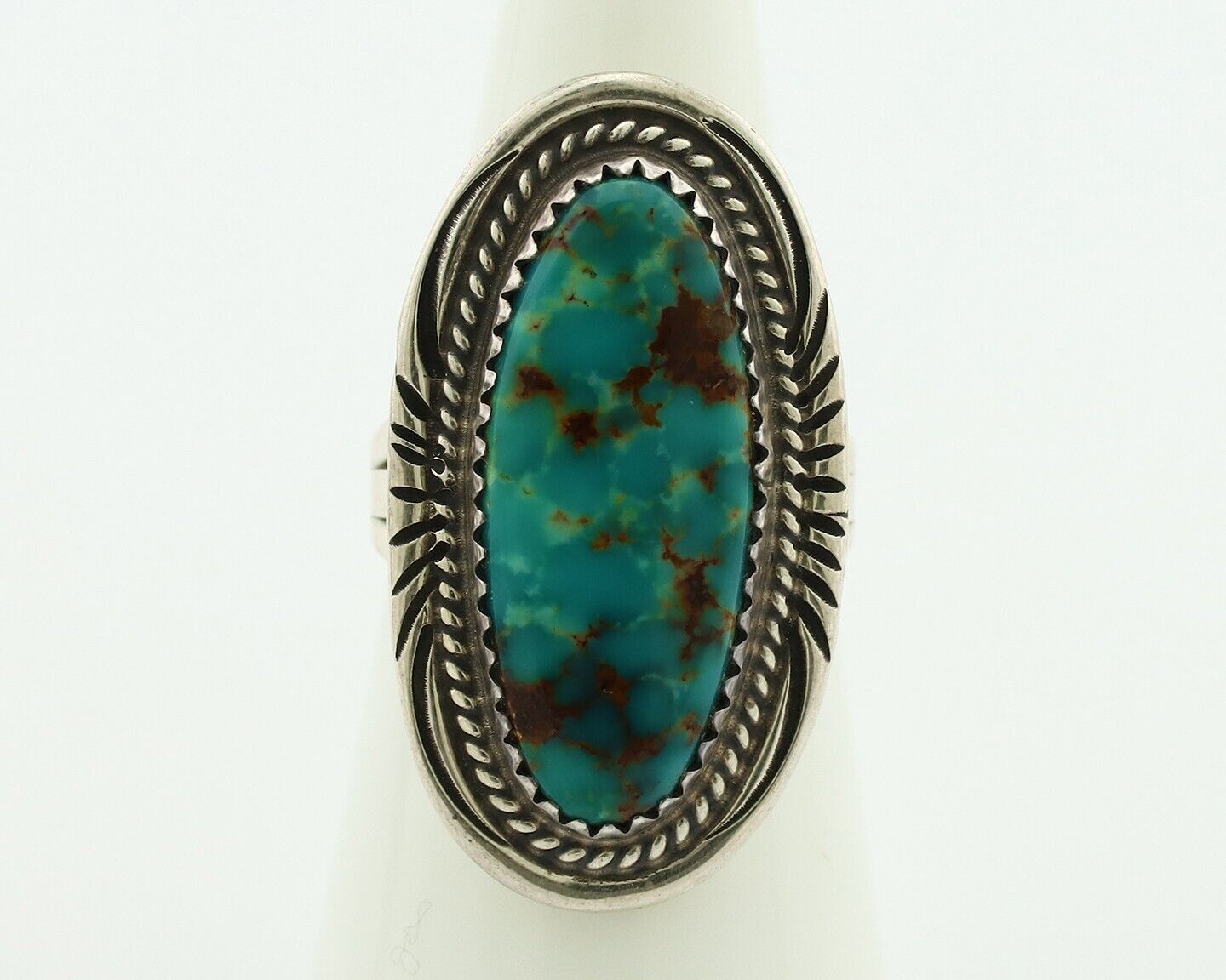 Navajo Ring 925 Silver Natural Turquoise Native Artist Signed M Begay C.80's