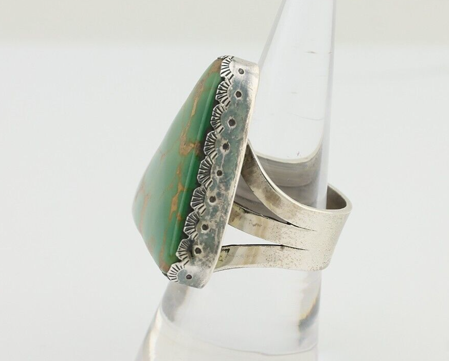 Navajo Fox Turquoise Ring 925 Silver Native American Artist C.80's Size 8.75