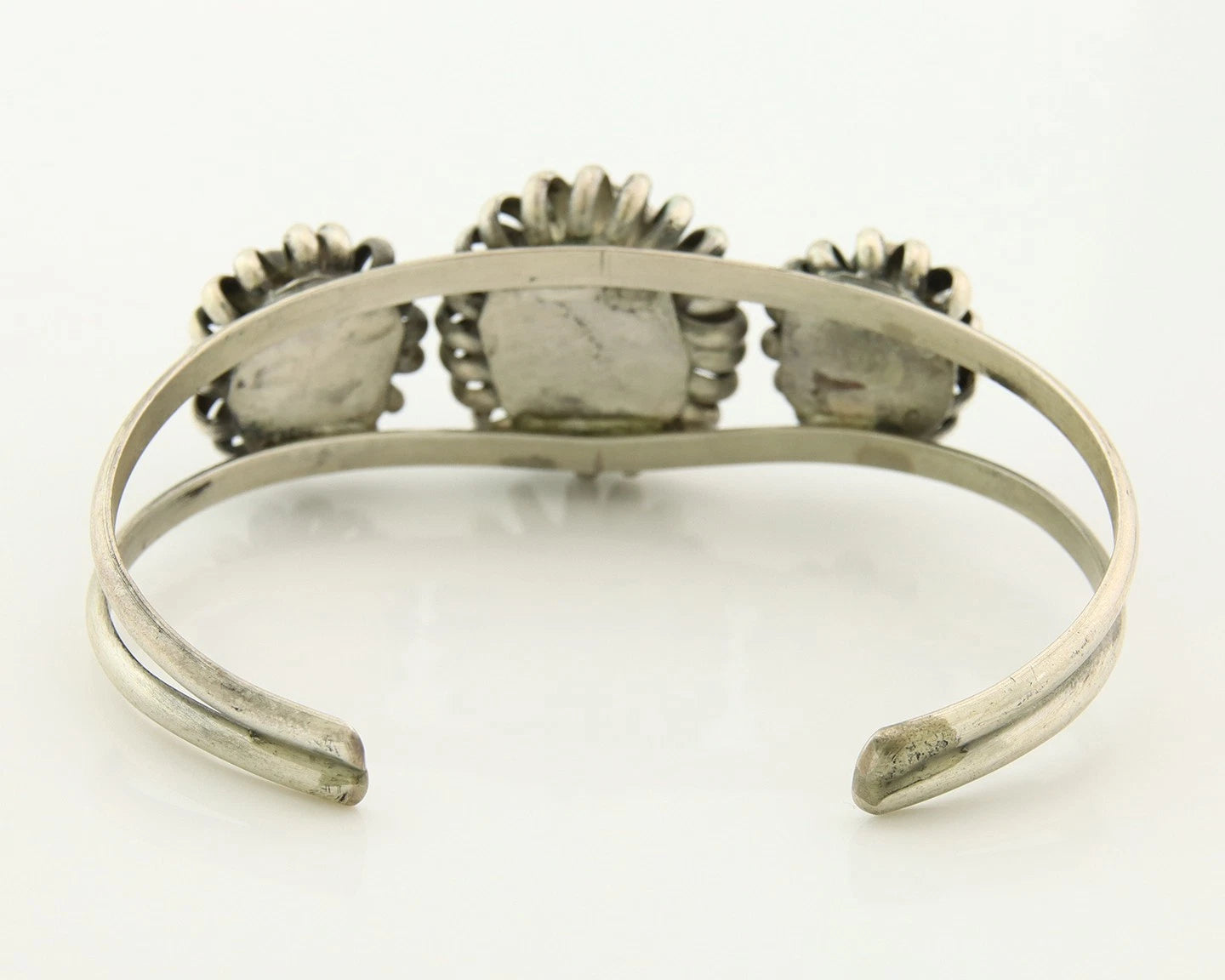 Navajo Cuff Bracelet Sterling Silver Vintage Native Artist Signed SM