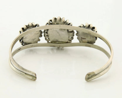 Navajo Cuff Bracelet Sterling Silver Vintage Native Artist Signed SM