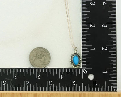 Navajo Necklace Sterling Silver Natural Blue Turquoise Handmade Vintage