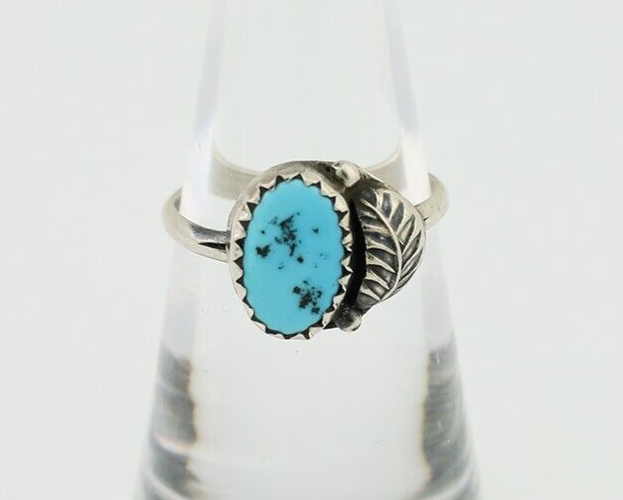 Navajo Ring 925 Silver Sleeping Beauty Turquoise Native American Artist C.80's