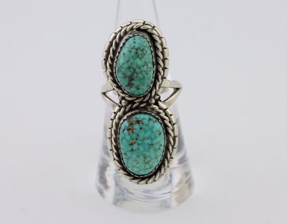 Navajo Ring 925 Silver Natural Spiderweb Turquoise Signed Tom Willeto C.80's