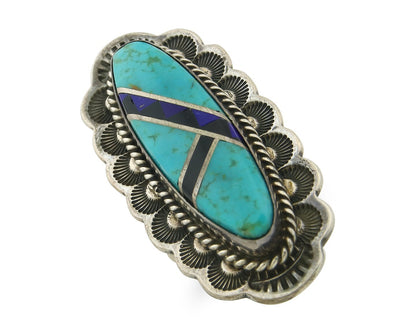 Vintage Navajo Ring 925 Sterling Silver Turquoise Signed M Begay Size 7.75