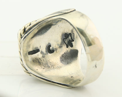 Vintage Navajo Ring 925 Sterling Natural Gemstone Signed C Montoya Size 11.25