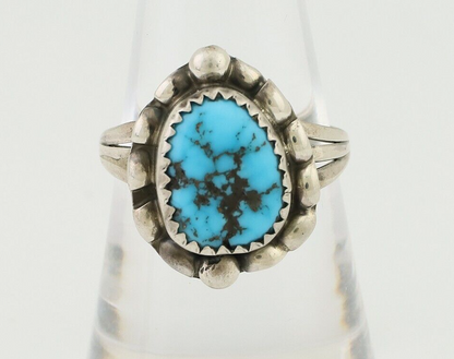 Navajo Ring 925 Silver Sleeping Beauty Turquoise Artist Signed S C.80's
