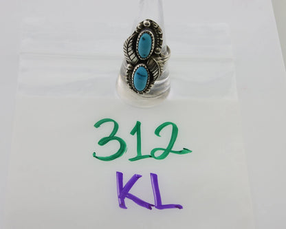Navajo Ring 925 Silver Natural Blue Turquoise Native Artist Signed SC C.80's