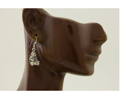 Navajo Earrings 925 Silver Dangle Indian with Kids Native American Artist C.80's