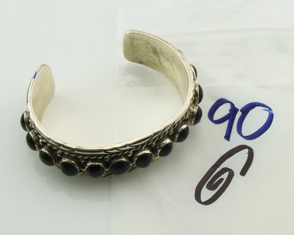 Men Navajo Cuff Bracelet Sterling Silver Black Onyx Vintage Signed BT