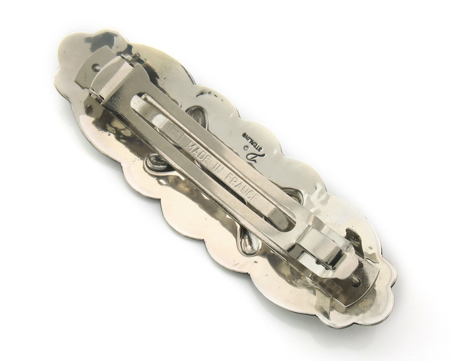 Vintage Navajo Barrette 925 Sterling Silver Hand Stamped Signed Delgarito