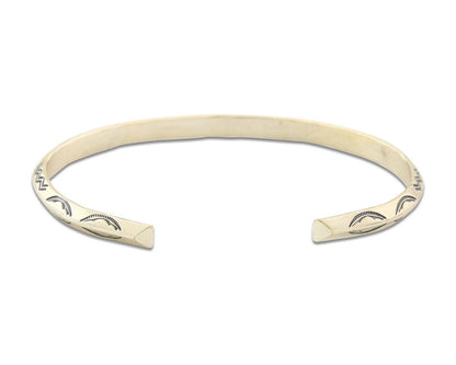 Navajo Bracelet 925 Silver Hand Stamped Triangle Signed Arrow & Signpost C.80's