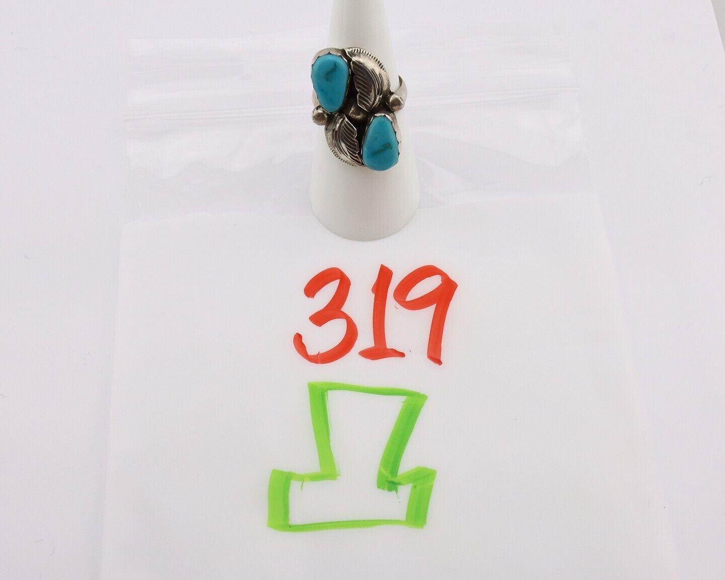 Zuni Ring 925 Silver Natural Blue Turquoise Signed Simplicio C.80's