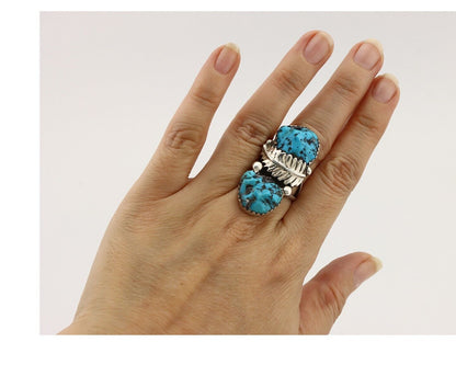 Zuni Ring 925 Silver Sleeping Beauty Turquoise Robert & Bernice Leekya C.80's