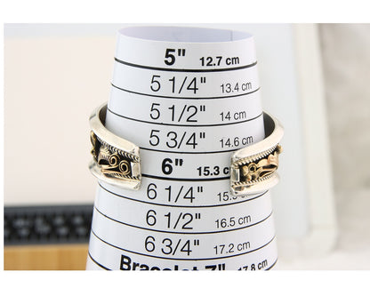 Navajo Bracelet 925 Silver & 12k Yellow Gold Filled Signed Justin Morris C.80's