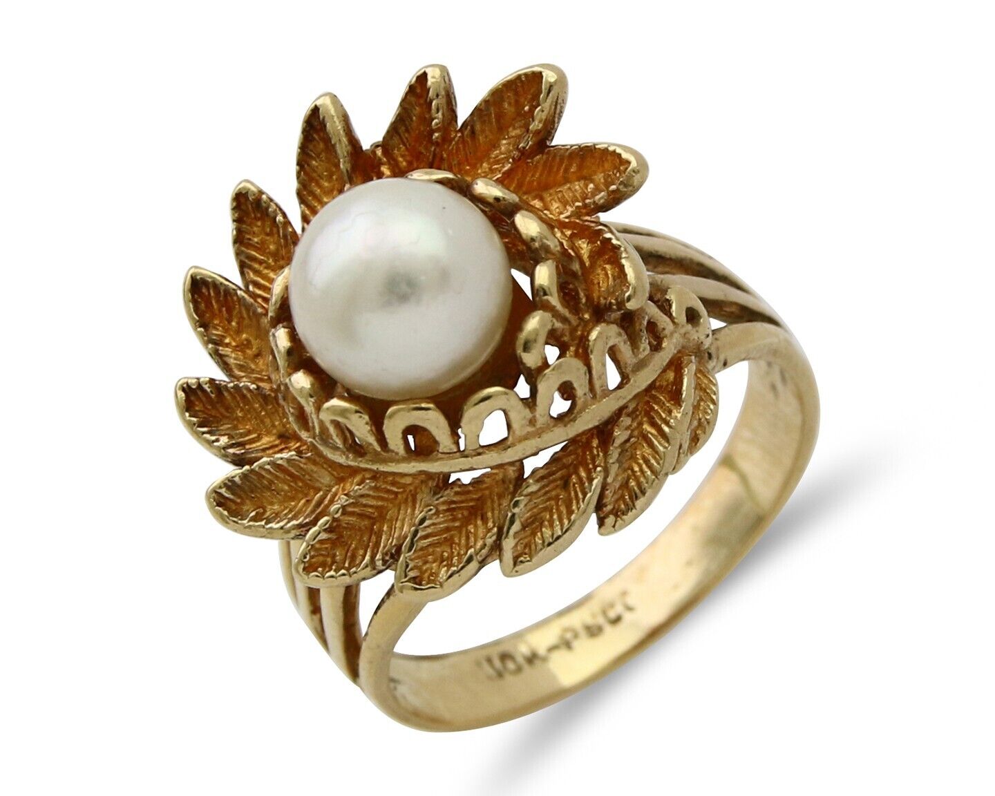 Natural Pearl Ring Solid 10k Yellow Gold Sizeable 6.5