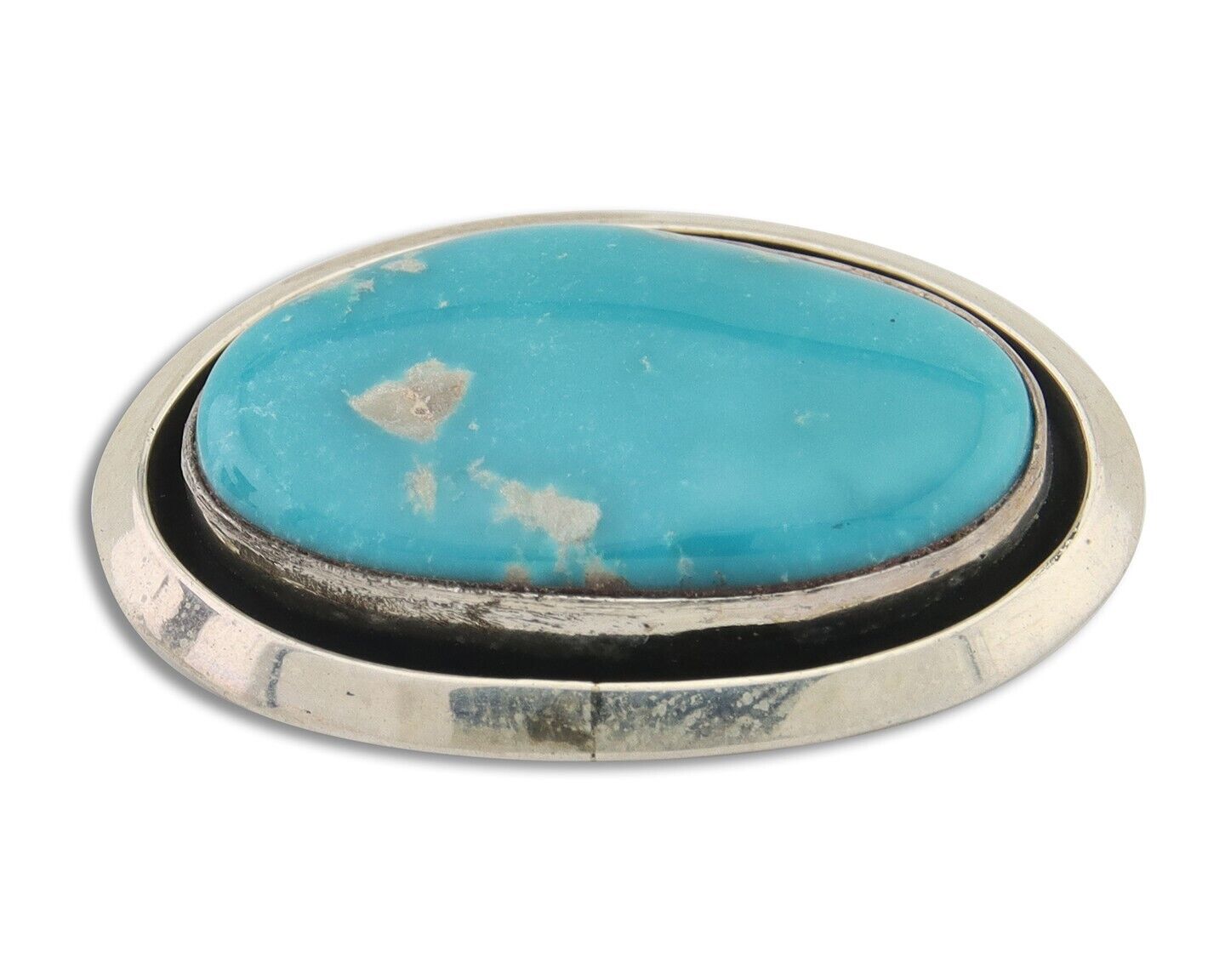 Navajo Pin Pendant 925 Silver Globe Turquoise Artist Signed Doug Zachary C.80's