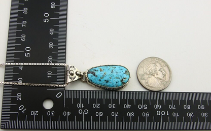 Navajo Necklace 925 Silver Blue Diamond Turquoise Artist Native American C.80's