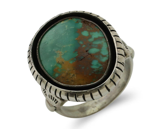 Navajo Handmade Ring 925 Silver Natural Turquoise Signed M Montoya C.80's