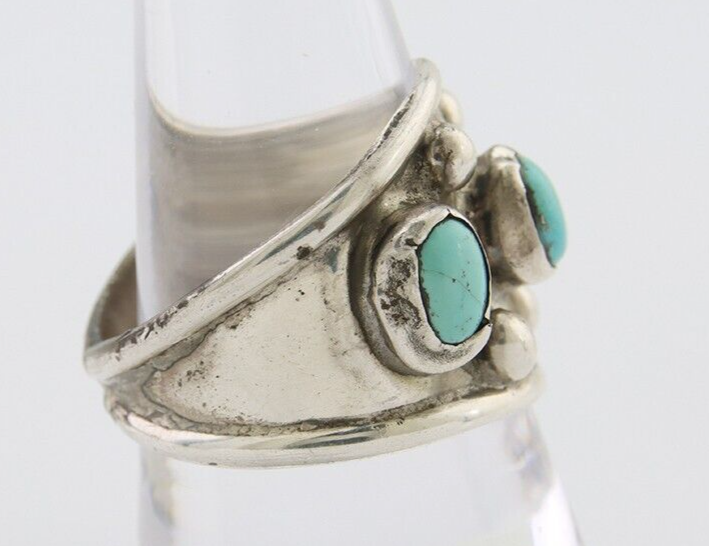 Navajo Handmade Ring 925 Silver Natural Turquoise Native Artist C.80's