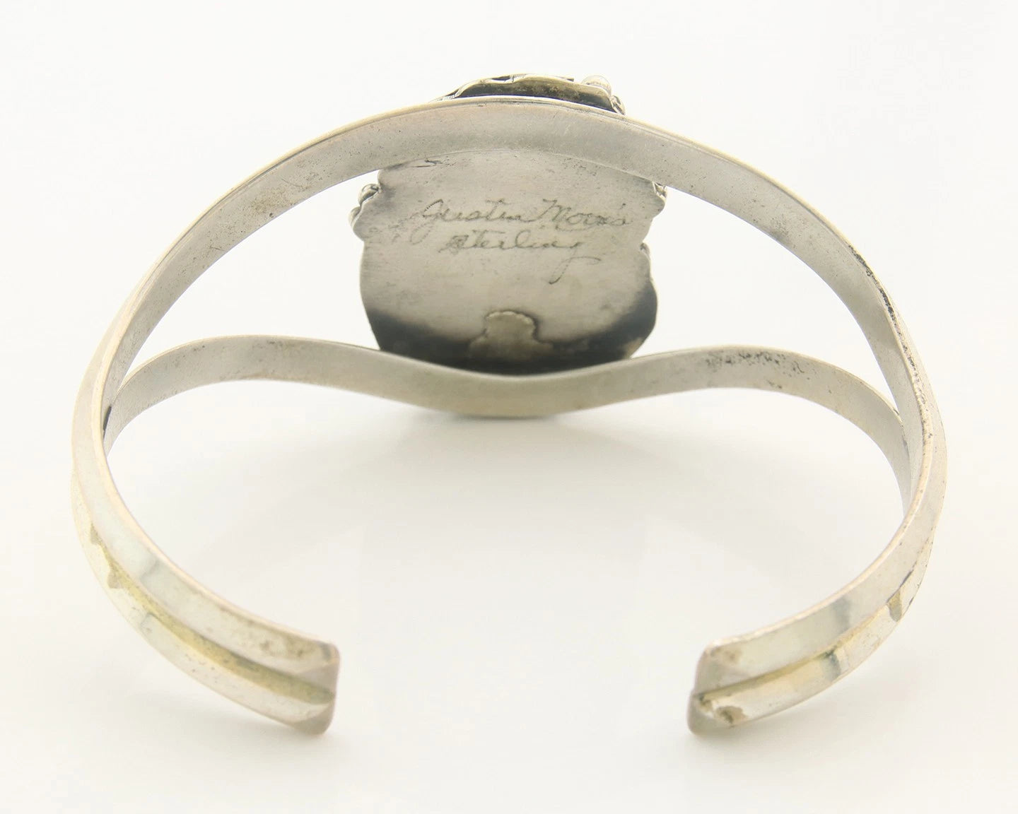 Navajo Cuff Bracelet Sterling Silver Natural Gemstone Vintage Native Signed JM