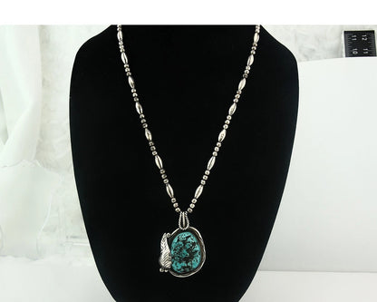 Navajo Necklace 925 Sterling Silver Natural Turquoise Vintage Signed Wes Craig
