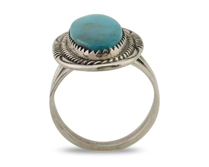 Navajo Ring 925 Silver Natural Blue Turquoise Native American Artist C.80's