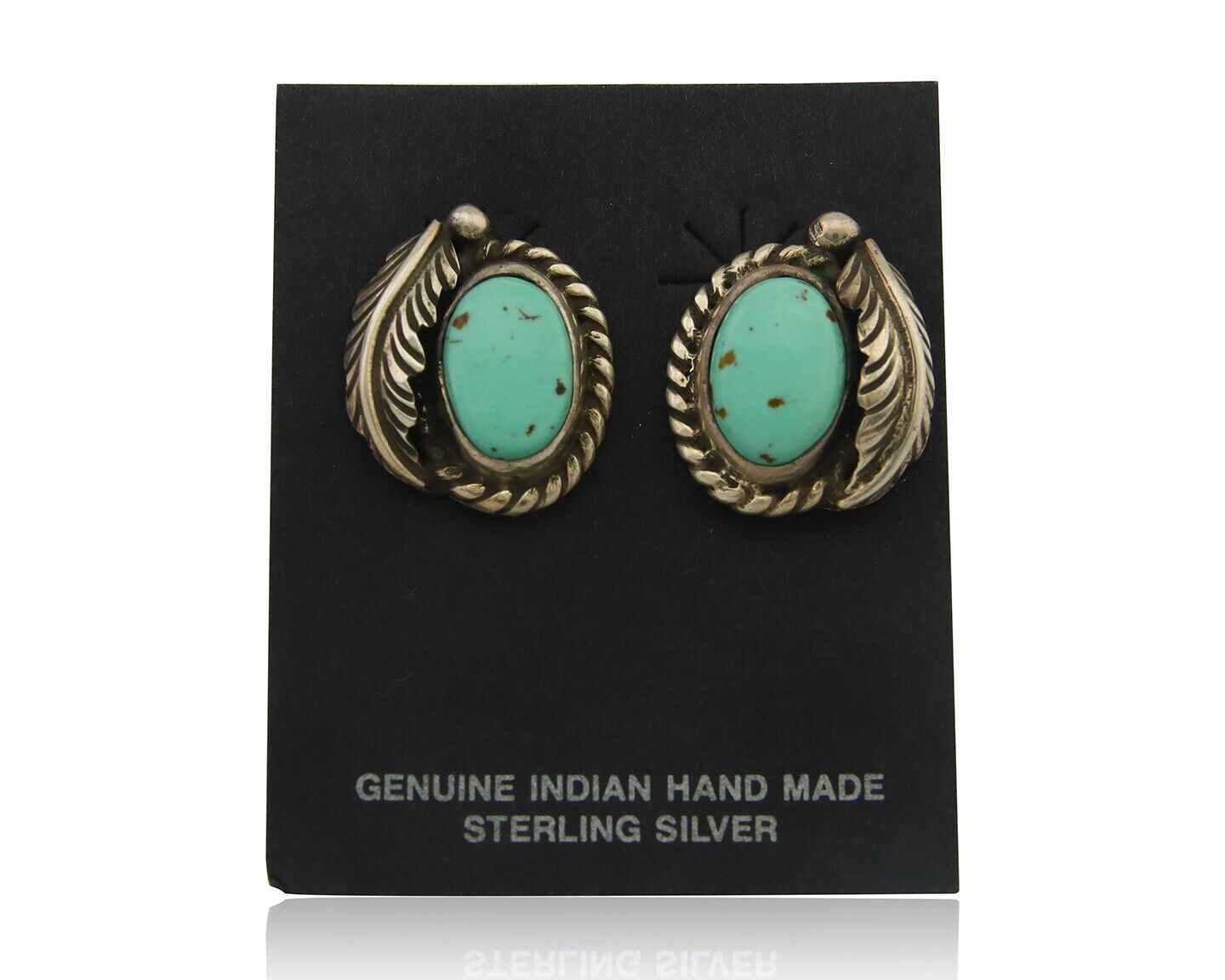 Navajo Earrings 925 Silver Natural Turquoise Native Artist C.80's