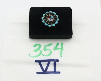 Vintage Zuni Ring 925 Sterling Silver Natural Gemstone Size 6.75