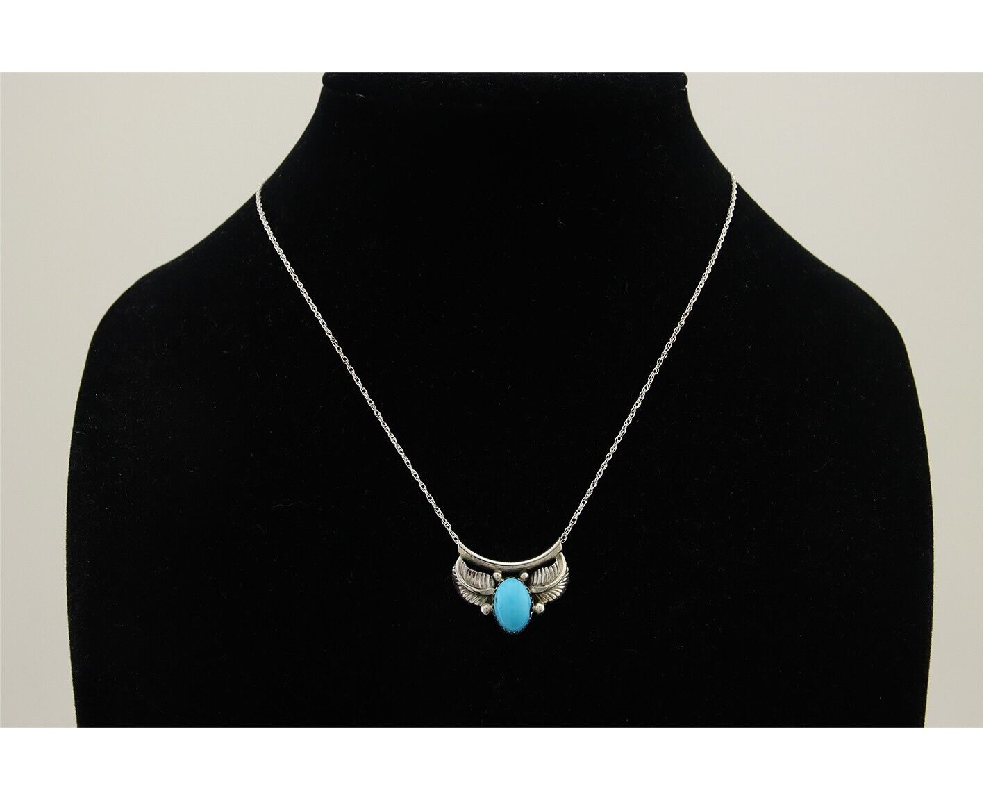 Navajo Turquoise Necklace 925 Silver Signed Eugene Belone C.80's