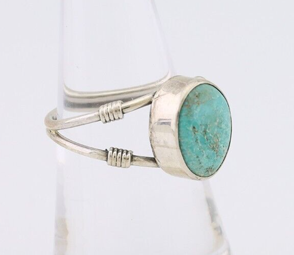 Navajo Ring 925 Silver Natural Blue Turquoise Native American Artist C.80's